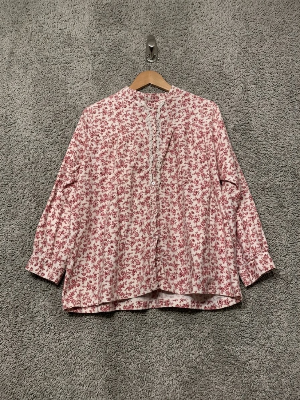 Vermont Country Store 100% Cotton Flannel Pajama Sleep Top Cottage Floral Large